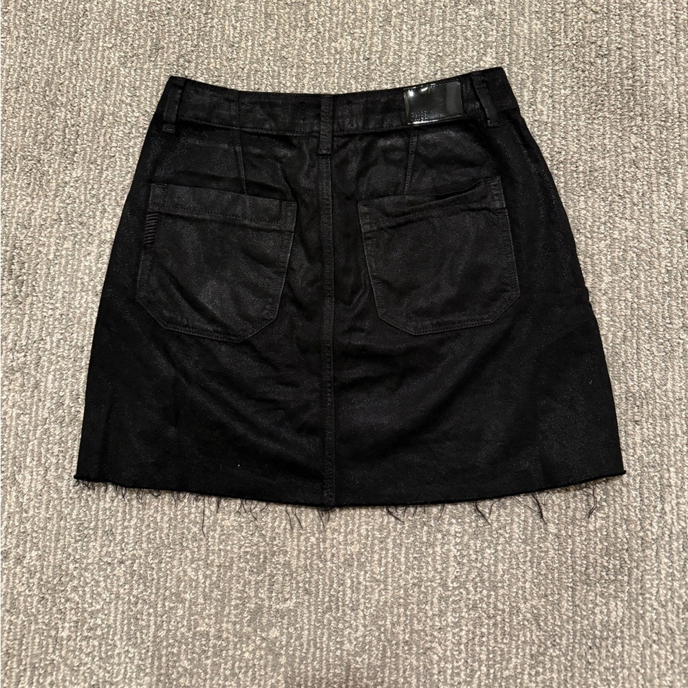 Paige Black Denim Mini Skirt Raw Hem Utility Pockets Size 27 - Picture 6 of 6